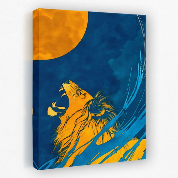 Moonlight Roar - Animals Canvas Wall Art