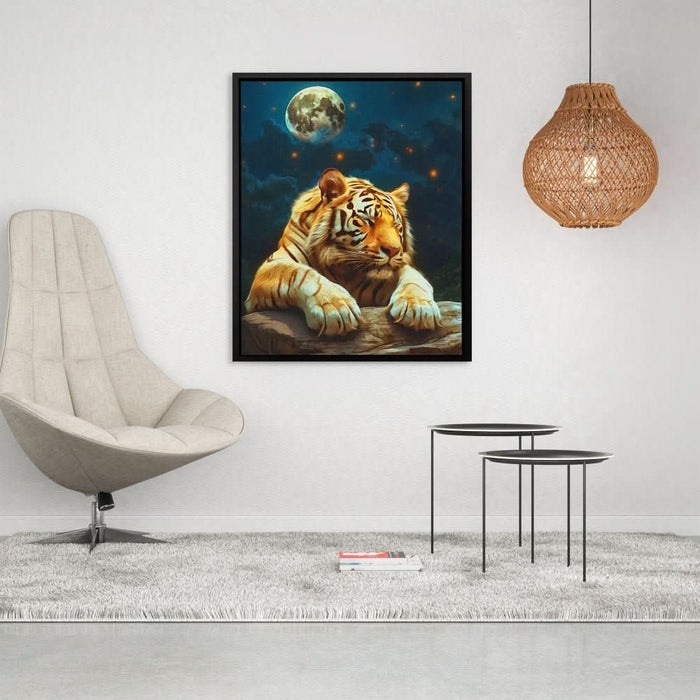 Moonlit Sleeping Tiger - Earth Tones Calm Canvas Print