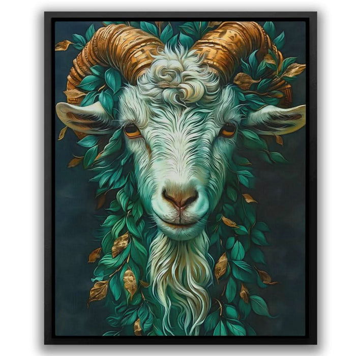 Mythical Green Goat - Green Dark Academia Canvas Print