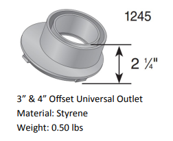 NDS - 1245 - Offset Universal Locking Outlet for 3'' - 4'' Drainage Pipe