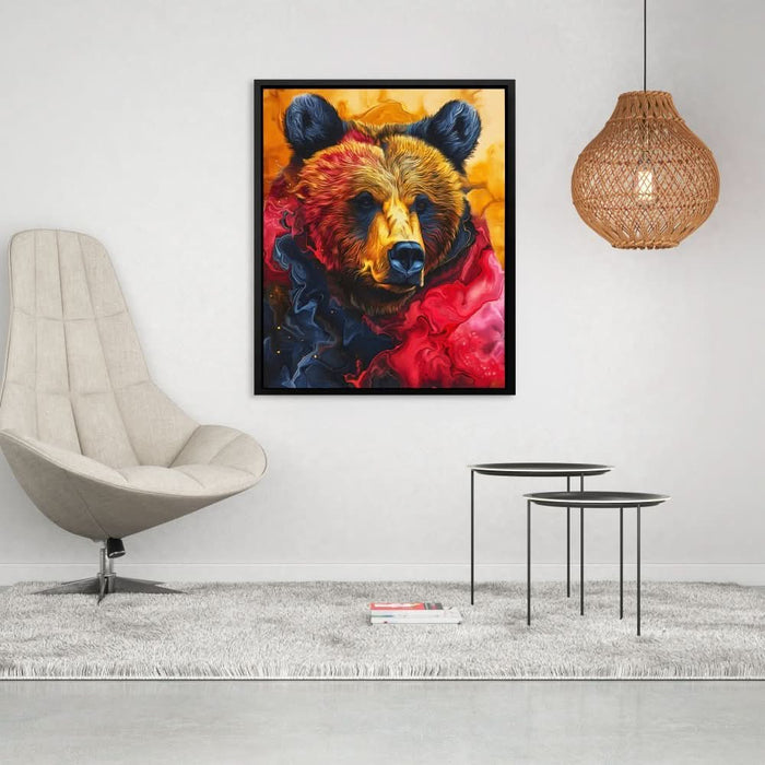 Nebula Bear - Abstract Wall Art in Black Frame