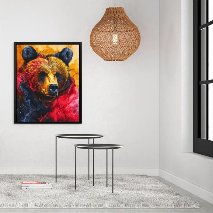 Nebula Bear - Bear Wall Art in Black Frame