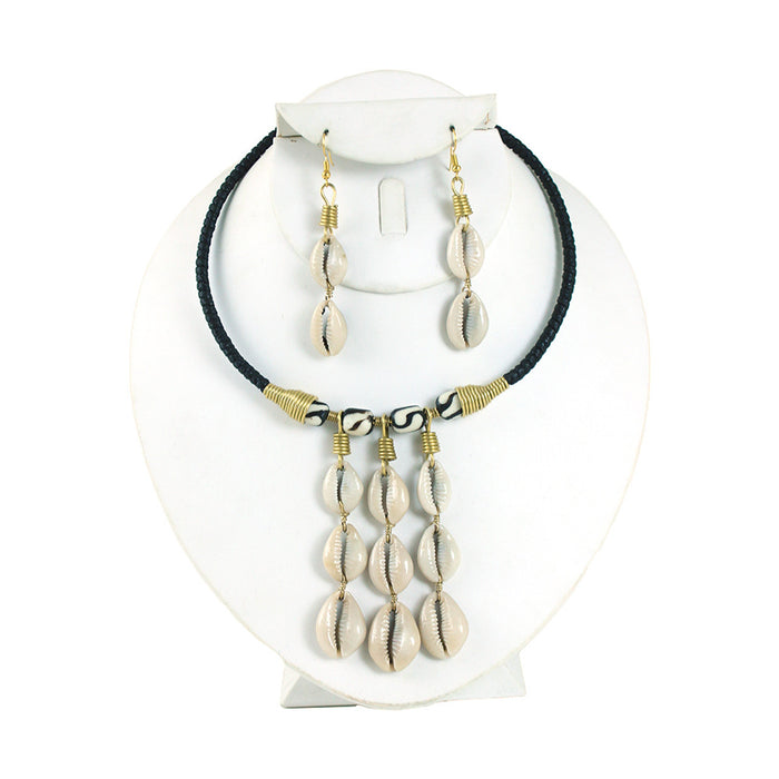 Necklace/Choker: African Cowrie Shell. Earrings included. (Free Shipping). Discontinued