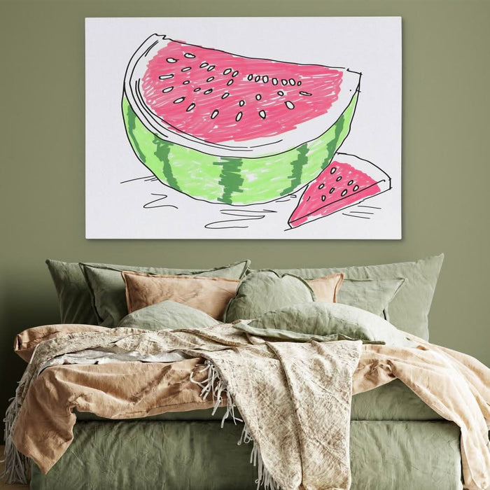 Neon Watermelon - Wall Art in Black Frame