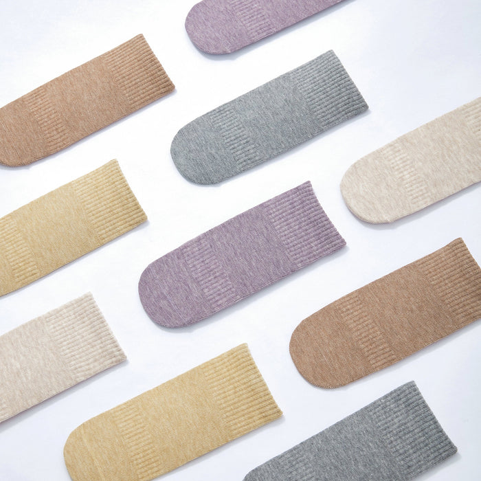 New- Organic Cotton Socks- Lavender & Beige- 4 Pairs of Stay-On Baby & Toddler Non-Slip Socks