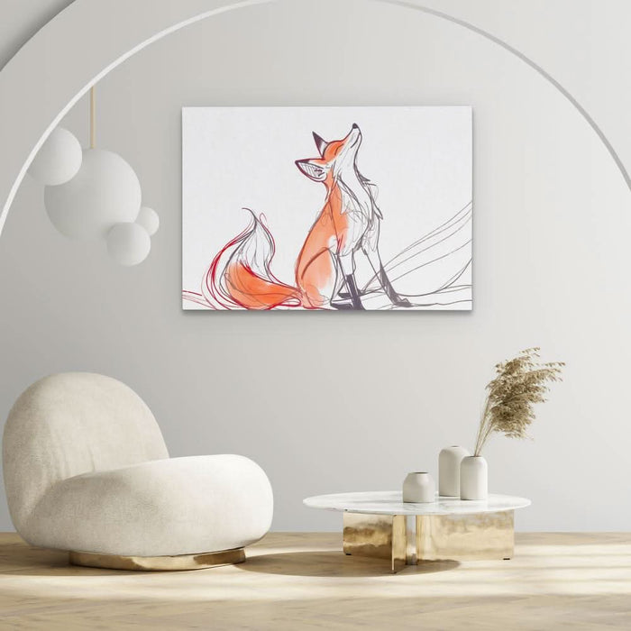Noble Fox - Beige Doodle Canvas Print