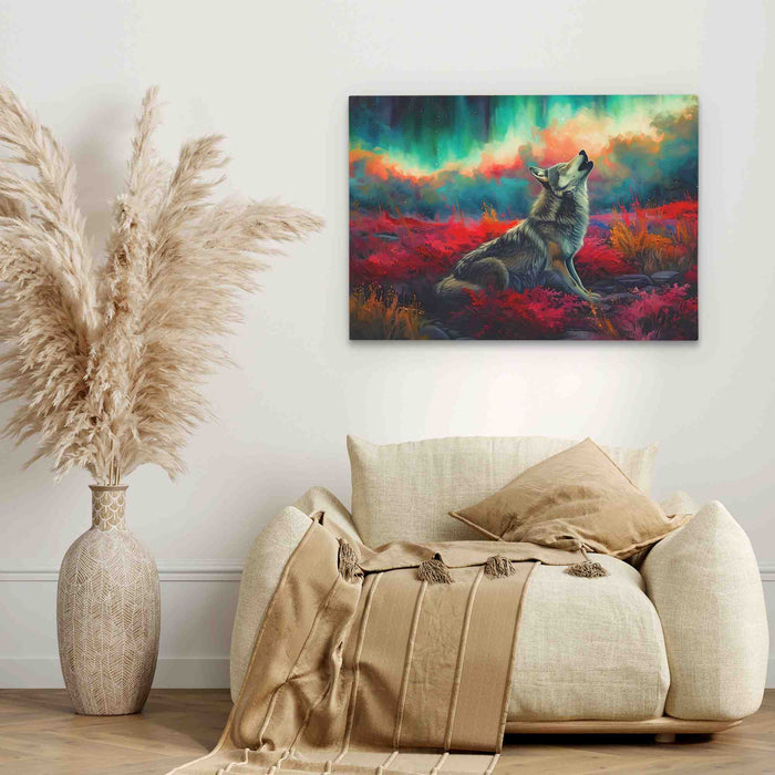 Northern Lights Howl - Large Surrealism Canvas Print