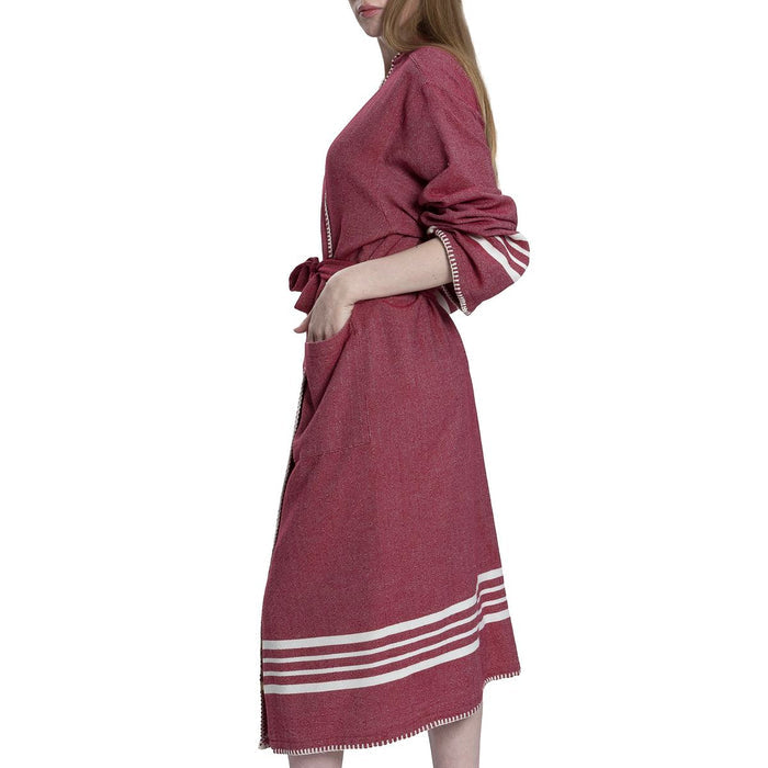 Organic Turkish Cotton Kimono Bathrobe – Lightweight Spa & Home Robe