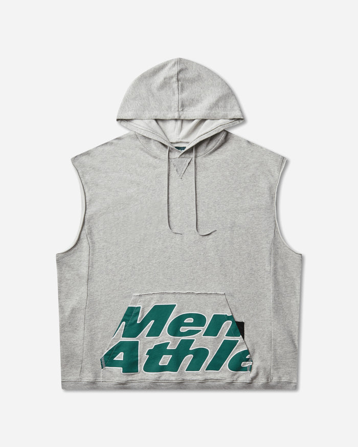 Mental Athletic Raw Cut Sleeveless Sweat Hoodie Grey Melange Sweatshirts Hoodies ZBUW004JY04 GRY0404