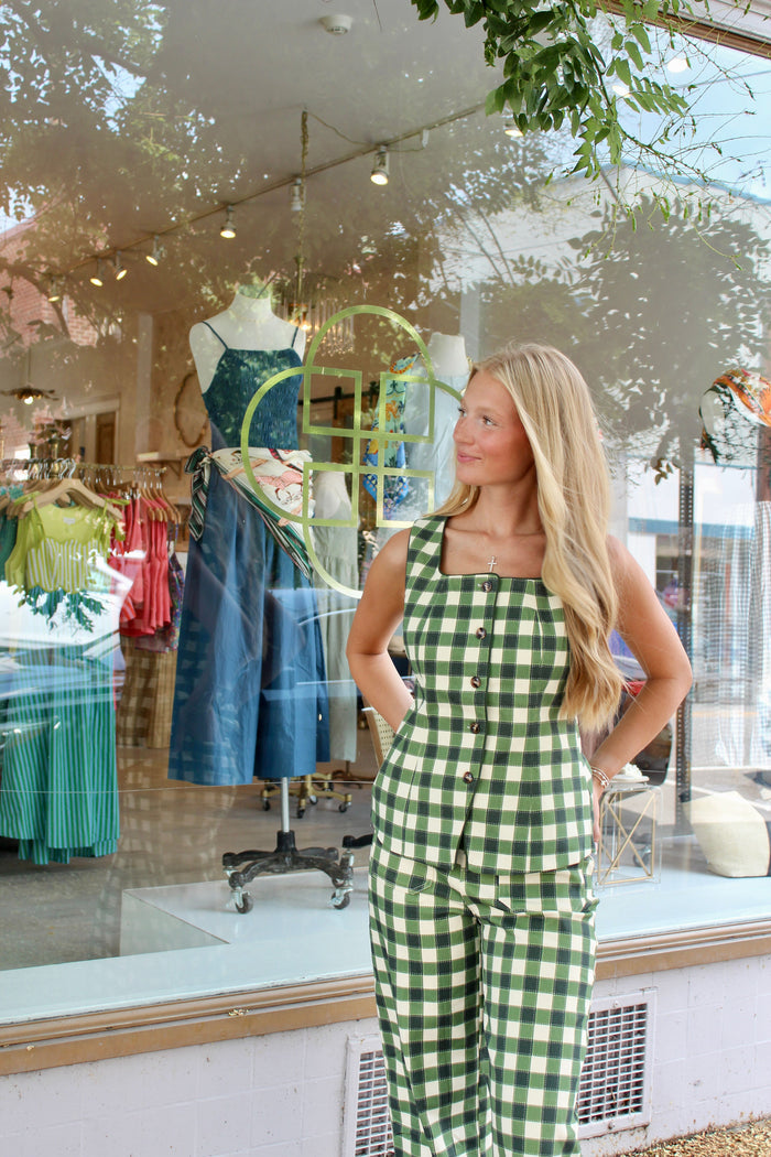 Parker Gingham Button Vest Top