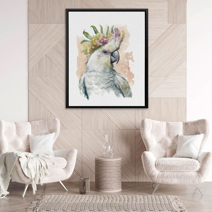 Parrot With Pink Flower - Wall Art for Living Room
