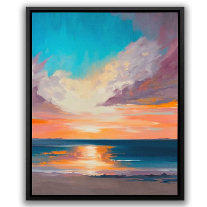 Pastel Sunset - Modern Wall Art in Black Frame