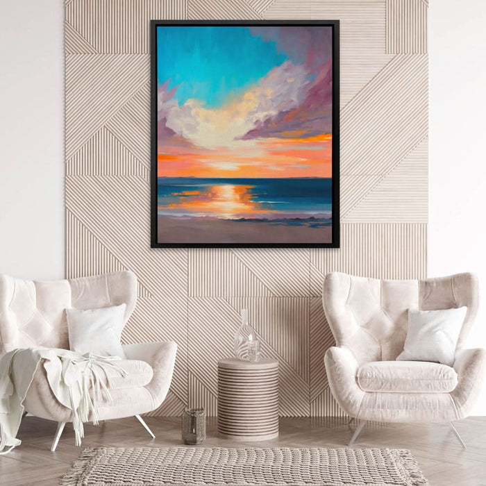 Pastel Sunset - Peach Wall Art in Black Frame