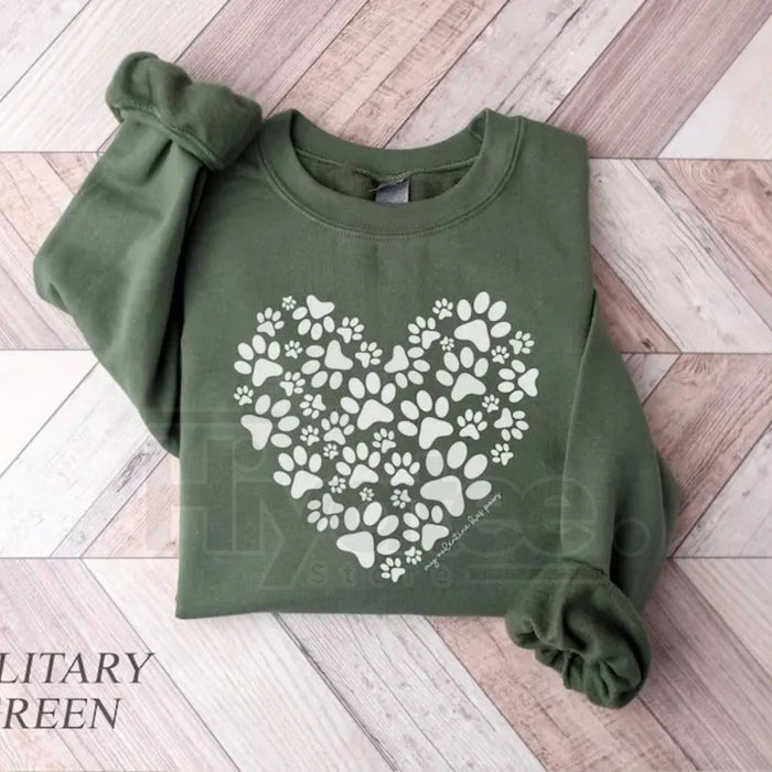 Paw Heart Valentines Sweatshirt: Dog Mom Heart Shirt & Dog Lover Gift