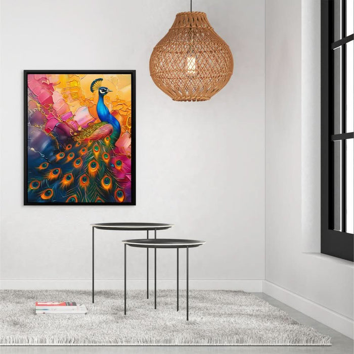 Peacock Enigma - Nature Wall Art in Black Frame