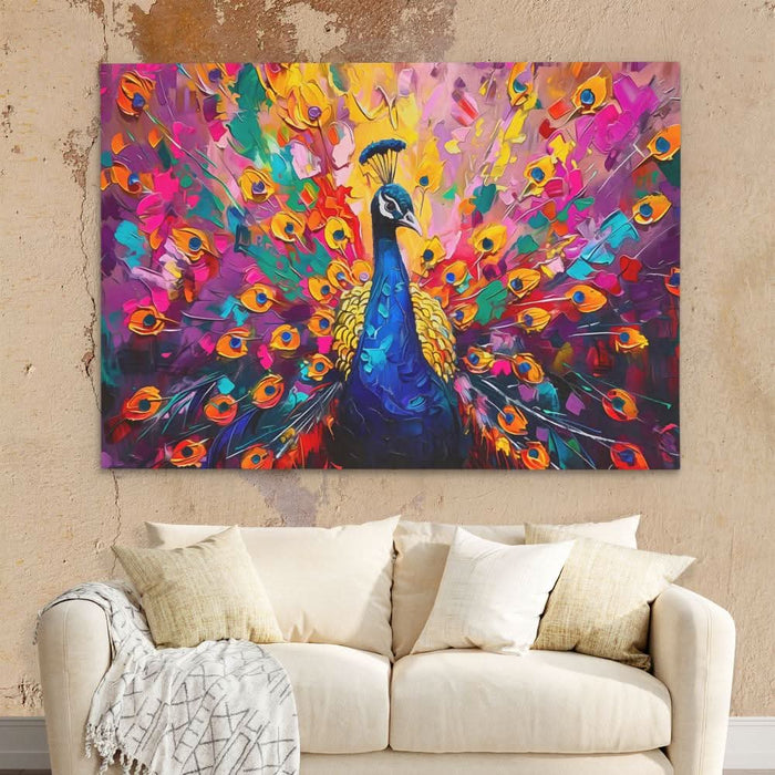 Peacock’s Plumage - Large Abstract Canvas Print