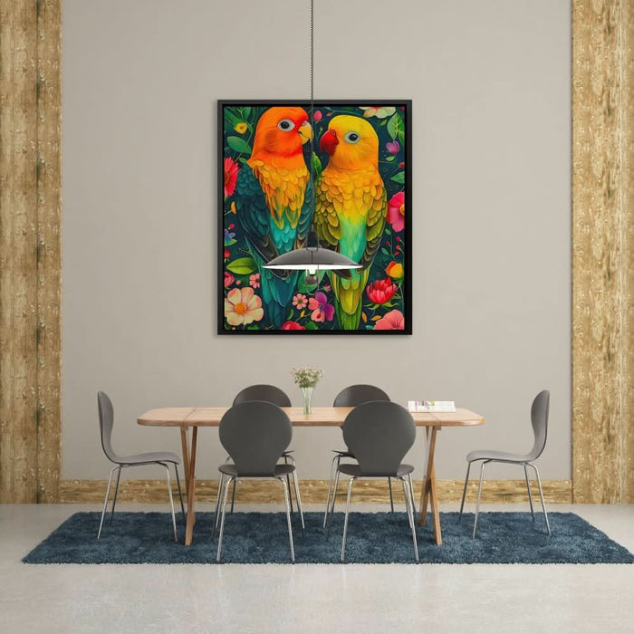 Perched Tropical Birds - Large Bohemian Canvas Print
