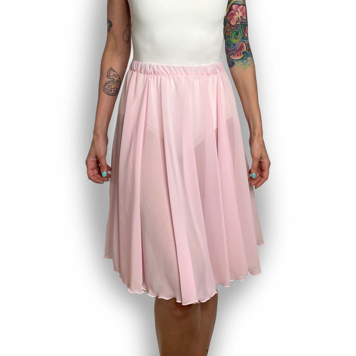 Pink Chiffon Ballet Pull On Skirt - Ballet Rehearsal Skirt - Pirouette Skirt