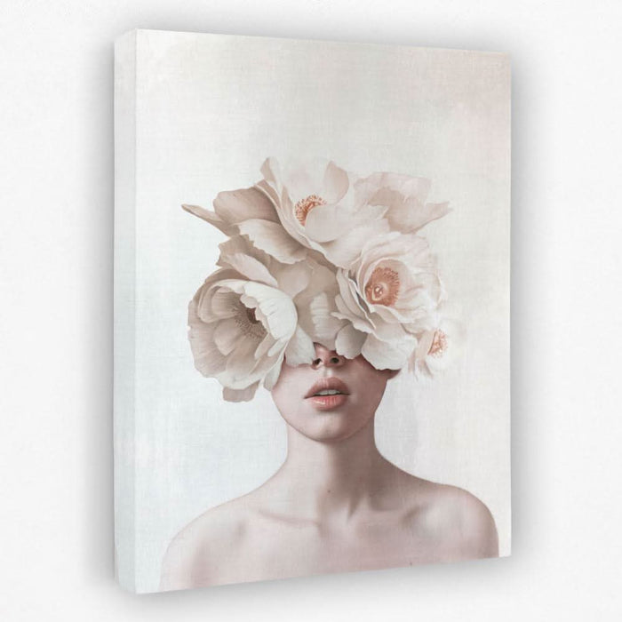 Pink Flower Lady - Female Canvas Wall Art