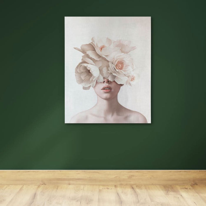 Pink Flower Lady - Large Bohemian Canvas Print