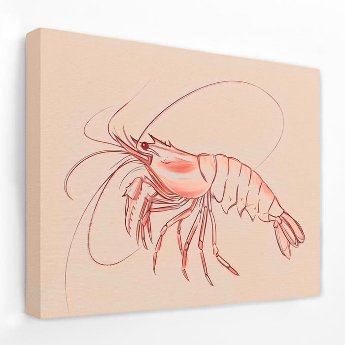Pink Shrimp - Coastal Canvas Wall Art