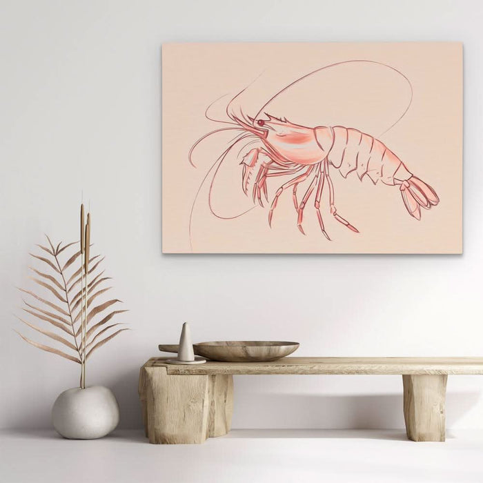 Pink Shrimp - Food Wall Art in Black Frame
