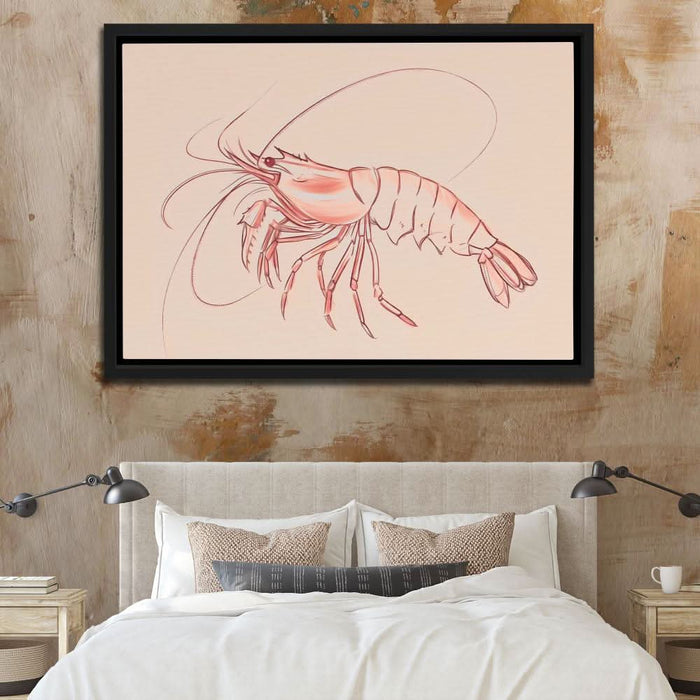 Pink Shrimp - Pastel Wall Art for Dining Room
