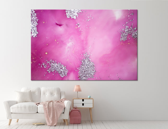 Pink Silver Abstract Canvas Print