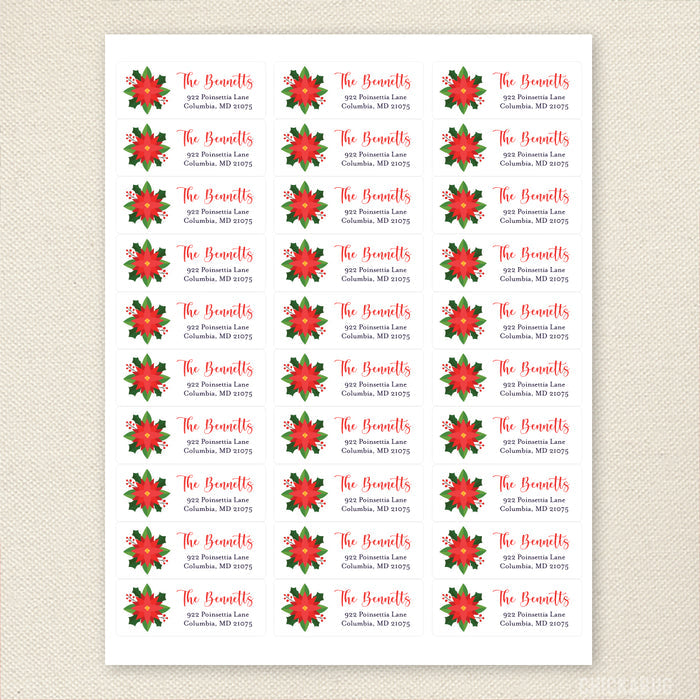 Poinsettia Christmas Address Labels