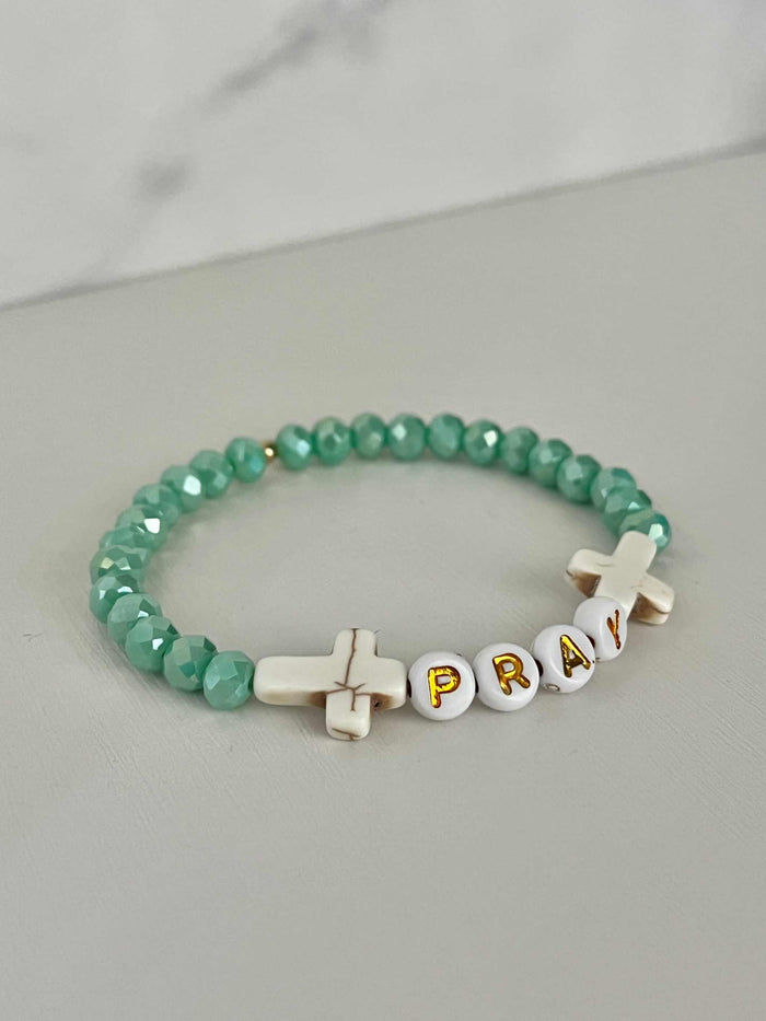 PRAY Mint Faceted Beaded Bracelet | Beautiful Faith-Inspired Jewelry