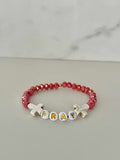 Pray Red Faceted Beaded Bracelet | Handmade Christian Jewelry