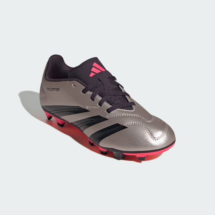 adidas PREDATOR CLUB Flexible Ground Soccer Cleats | Platinum Metallic / Aurora Black | Kid's