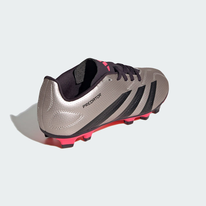 adidas PREDATOR CLUB Flexible Ground Soccer Cleats | Platinum Metallic / Aurora Black | Kid's