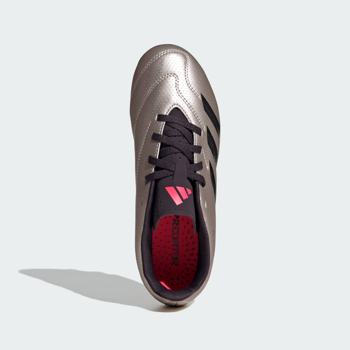 adidas PREDATOR CLUB Flexible Ground Soccer Cleats | Platinum Metallic / Aurora Black | Kid's
