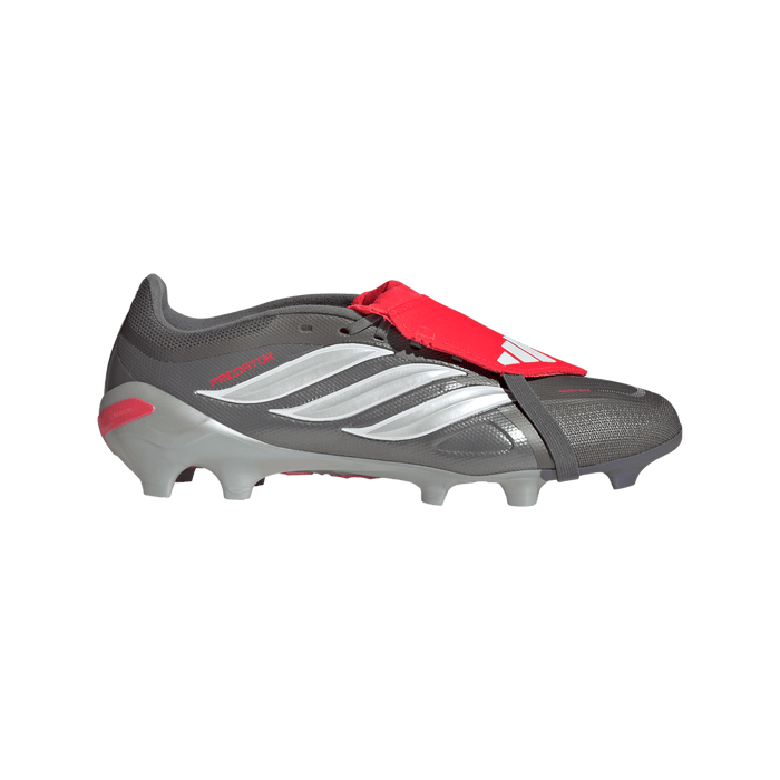 adidas Predator League Fold-Over Tongue FG Soccer Cleats | Iron Metallic / Red | Men's
