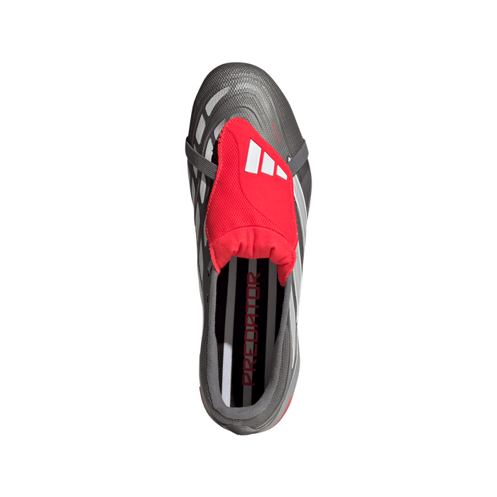 adidas Predator League Fold-Over Tongue FG Soccer Cleats | Iron Metallic / Red | Men's