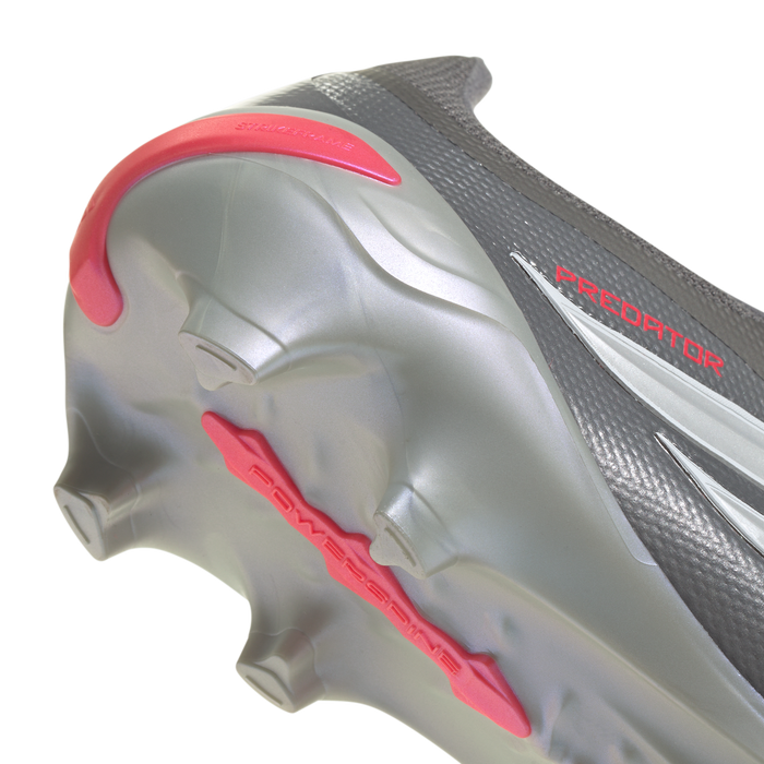 adidas Predator League Fold-Over Tongue FG Soccer Cleats | Iron Metallic / Red | Men's