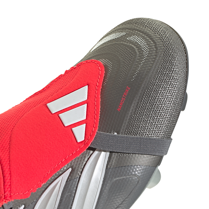 adidas Predator League Fold-Over Tongue FG Soccer Cleats | Iron Metallic / Red | Men's