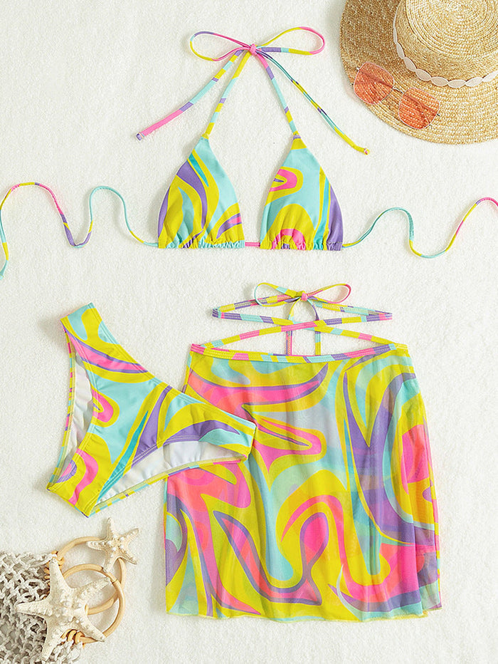 Printed Cross-Strap Bikini Set | ZAKAPOP