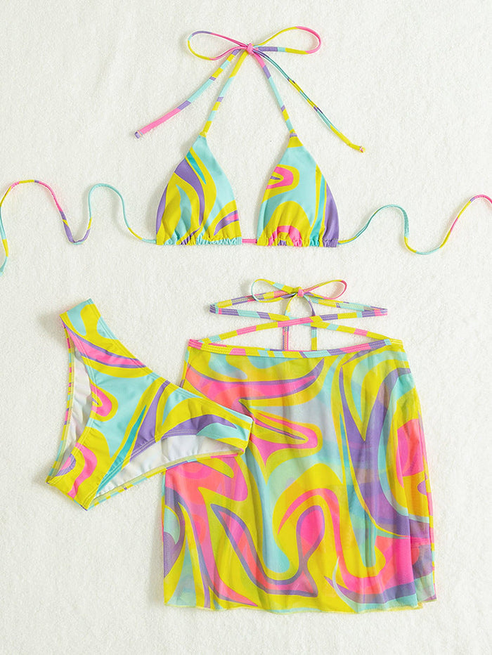 Printed Cross-Strap Bikini Set | ZAKAPOP
