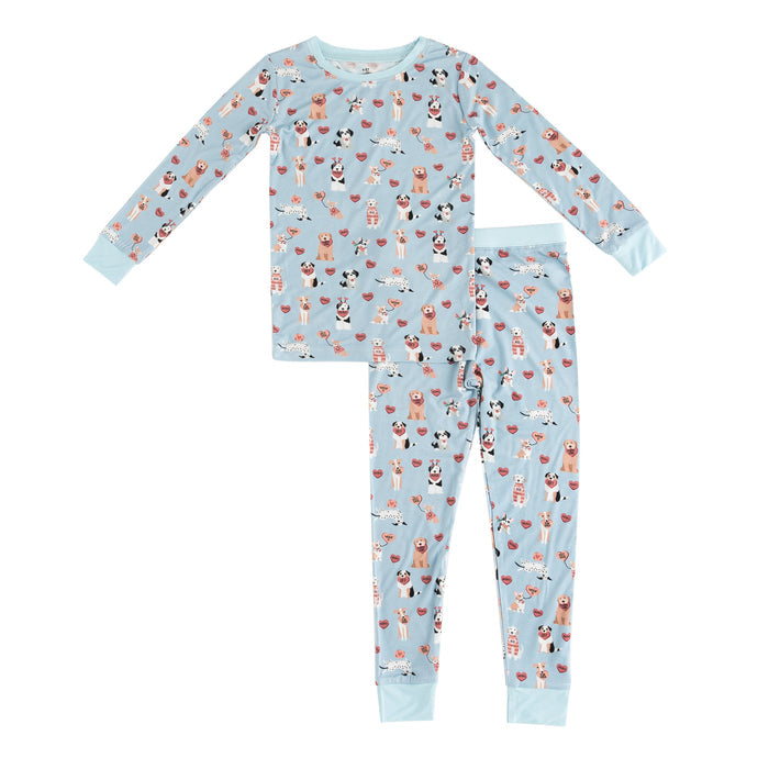 Pups & Kisses (Long Sleeve PJ) - Blue
