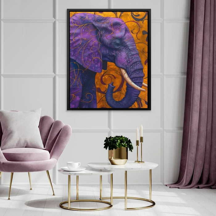 Purple Elephant - Gold Wall Art for Hallway