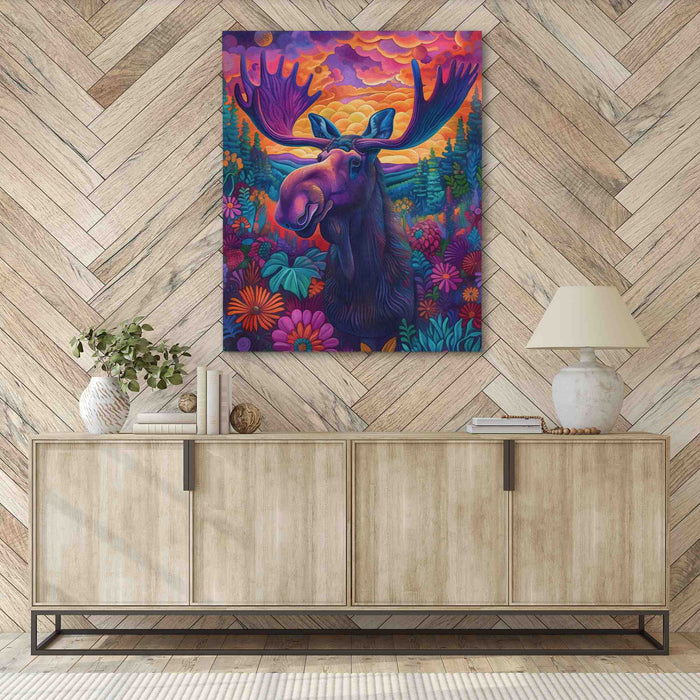 Purple Moose - Moose Wall Art in Black Frame