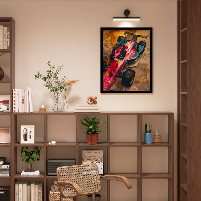 Racing Surrealism - Gold Wall Art for Living Room