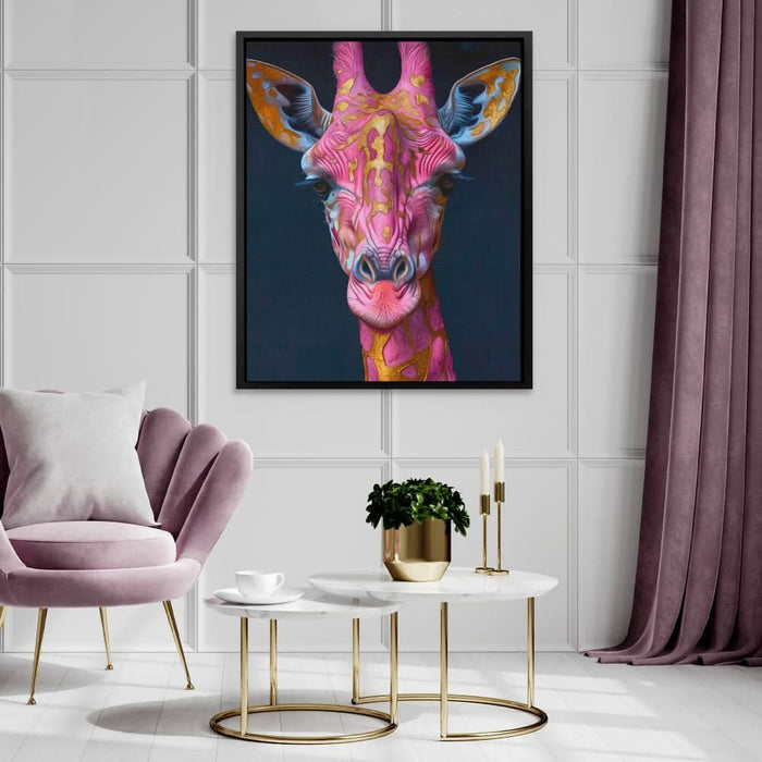 Rare Giraffe - Modern Pink Canvas Wall Art