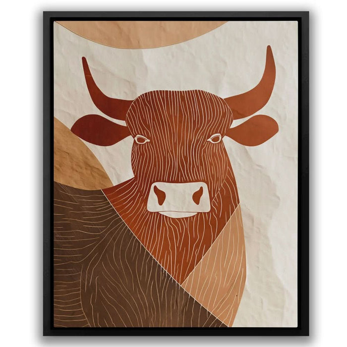 Refined Bull - Brown Rustic Canvas Print