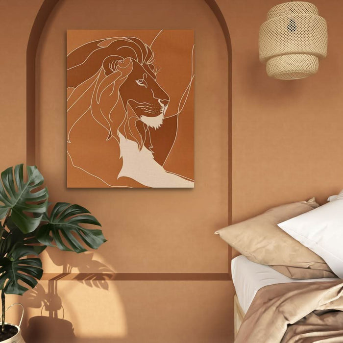Resting Lion Doodle - Minimalist Wall Art in Black Frame