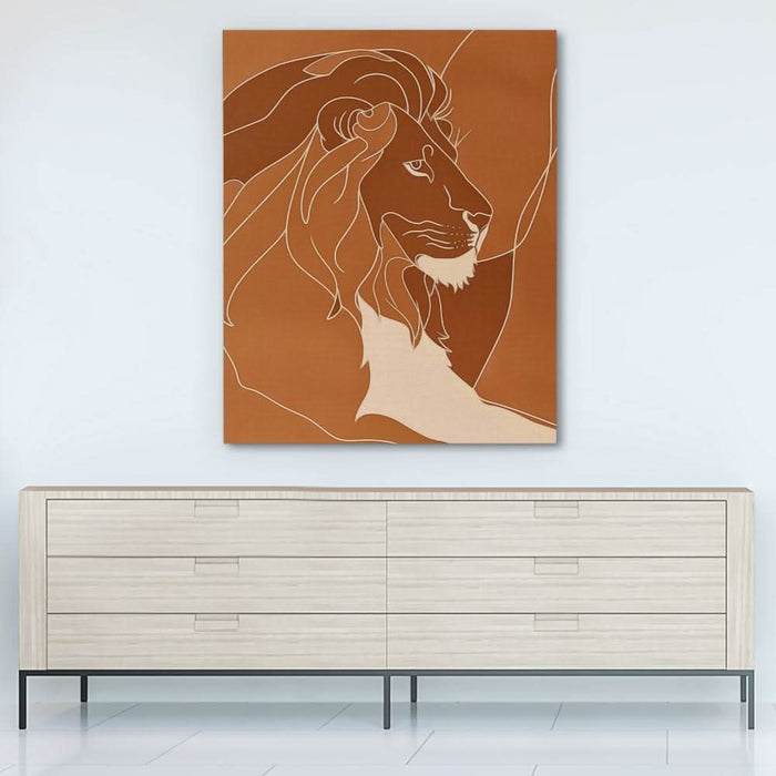 Resting Lion Doodle - Animals Art for Hallway