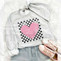 Retro Checkered Heart Sweatshirt: Cute Teacher Valentine Crewneck