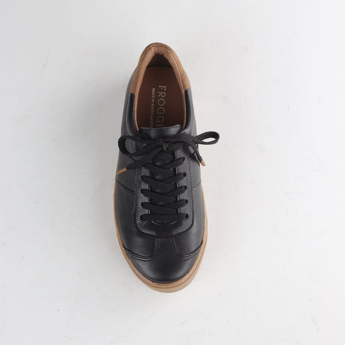 Froggie Women's Retro Lace-up Sneaker-Black Multi Leather -12795 - top angle.